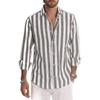 Men's Autumn Long Sleeve Striped Shirt Lapel Loose Tops Man Clothing