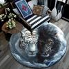 Yin Yang Tiger Lion Round Area Rug,Carpet Rug for Living Room Bedroom Sofa Playroom Decor,Non-slip Floor Mat