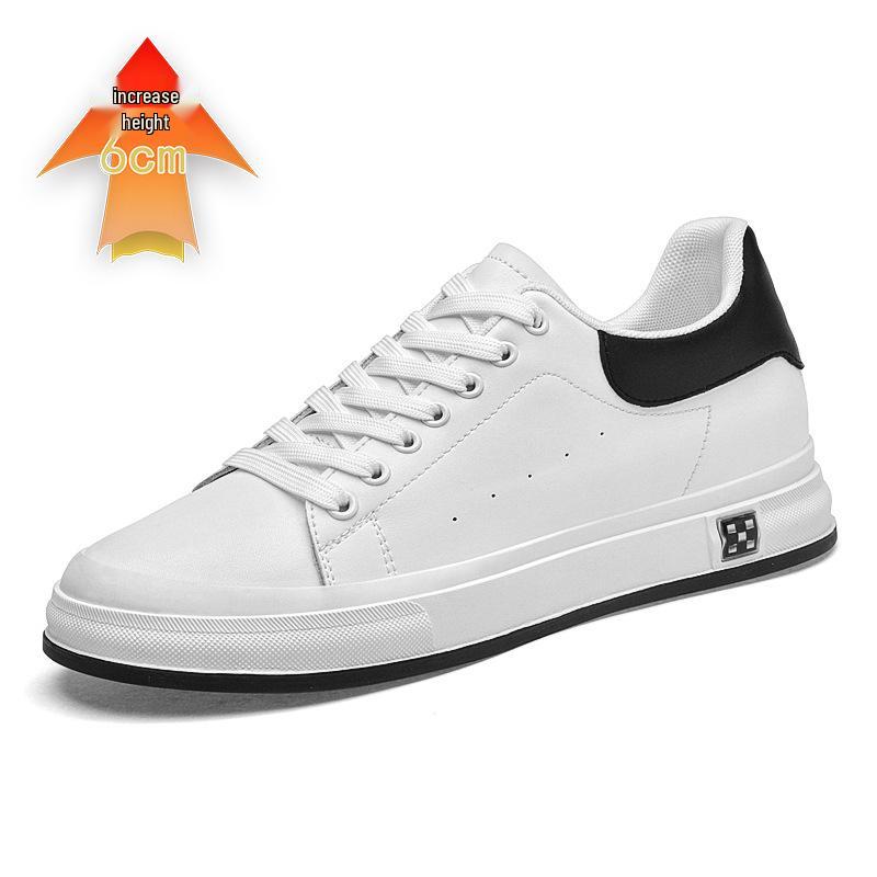 Autumn Men s 8CM Height-Increasing White Lace-Up Breathable Casual Sneakers 40
