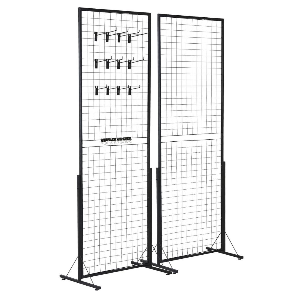 2' x 5.6' Gitterwand-Paneel-Turm, 2er-Pack Drahtgitterwand-Displayständer mit T-Fuß, freistehend, doppelseitige Gitterwand-Paneele für Kunsthandwerksmessen,