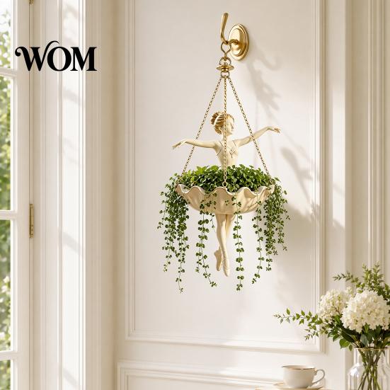 Elegante Vaso de Flores Suspenso Dançarina de Ballet, Lindo Vaso de Plantas Bailarina de Resina, Suporte de Vaso Artístico para Plantas Pendentes Suculentas Plantas-Aranha