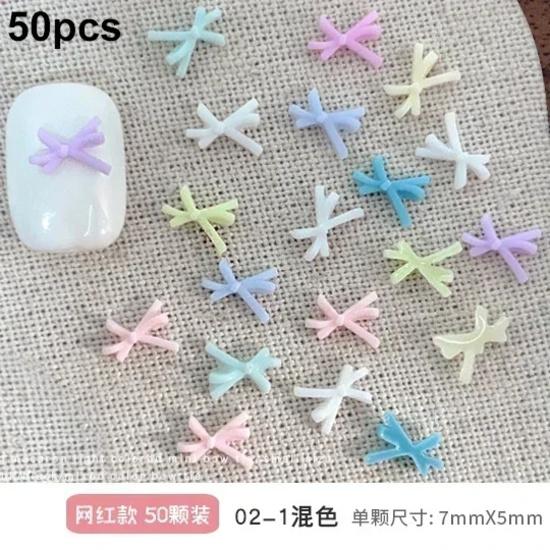French Ribbons Colorful Resin Cute Bowknot Charm Leopard Print Bow Tie Nail Art Decorations Manicure Tools Accessories Wholesale