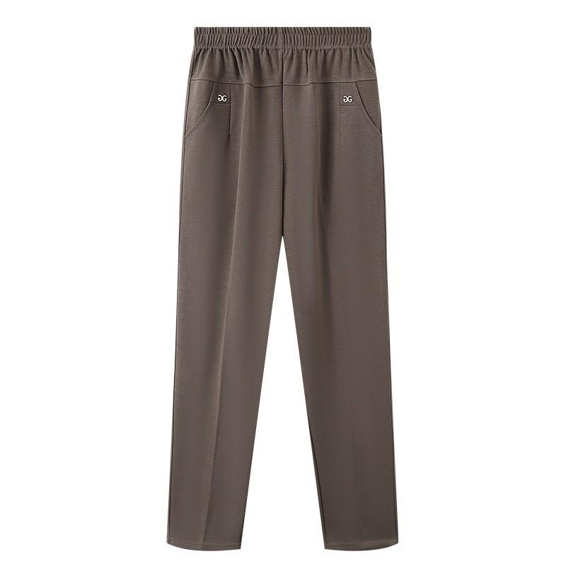Large size in the elderly mother pants autumn and winter fleece outer wear plus fat increase 100kg fat straight pants