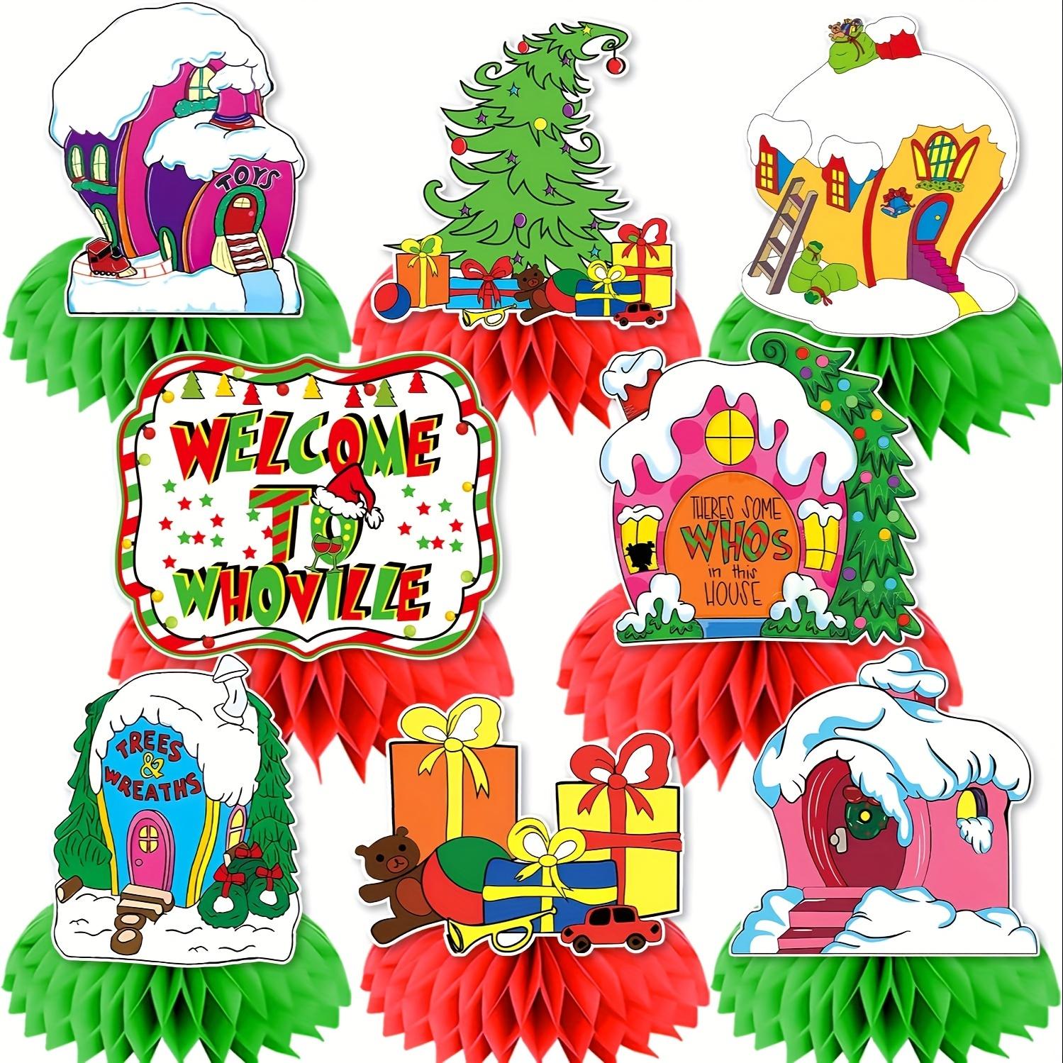 

Whoville Christmas Decorations, 8 Pcs Welcome to Whoville Decorations Centerpiece, Whoville Christmas Decorations Indoor, Xmas красный