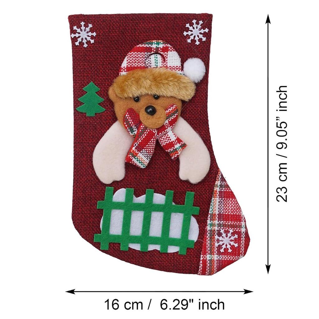 Merry Christmas Stocking Christmas Tree Teddy Bear Snowflake Design Christmas Socks Decoration| Christmas Gift for Children