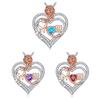 Rose Heart Pendant Necklace with Rhinestones Elegant Alloy Jewelry Lightweight Tarnish-Resistant Shiny Gift for Mother's Day Birthday