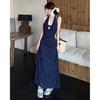 Kink lace neck sling floral dress women's summer new seaside vacation beach dress