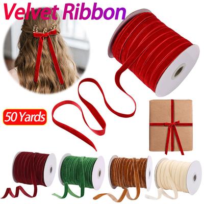 50 Yards Samtband einseitig Samtbänder Vintage Samtband Samt Weihnachtsband zum Geschenkschleifenbinden