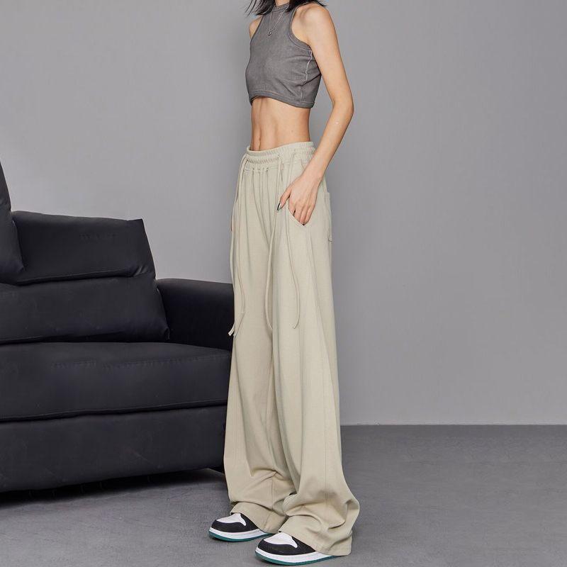 Summer Banana Pants Double Drawstring Sports Pants for Women Lantern Long Pants Casual Floor Wide Leg Pants