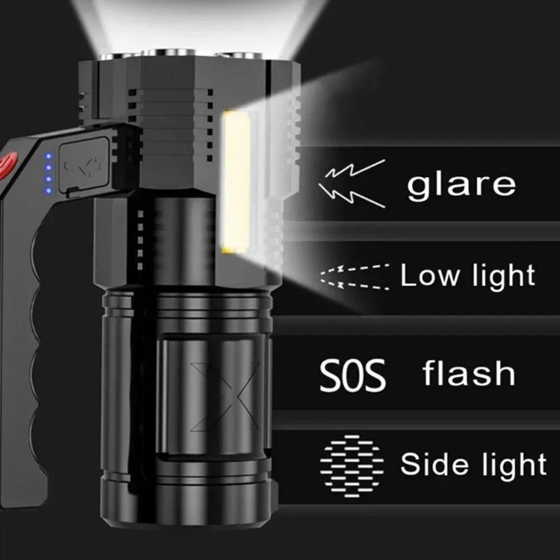 800LM Portable  LED Strong Light Flashlight USB Rechargeable Waterproof Handheld Lantern Flashlights for Outdoor Camping