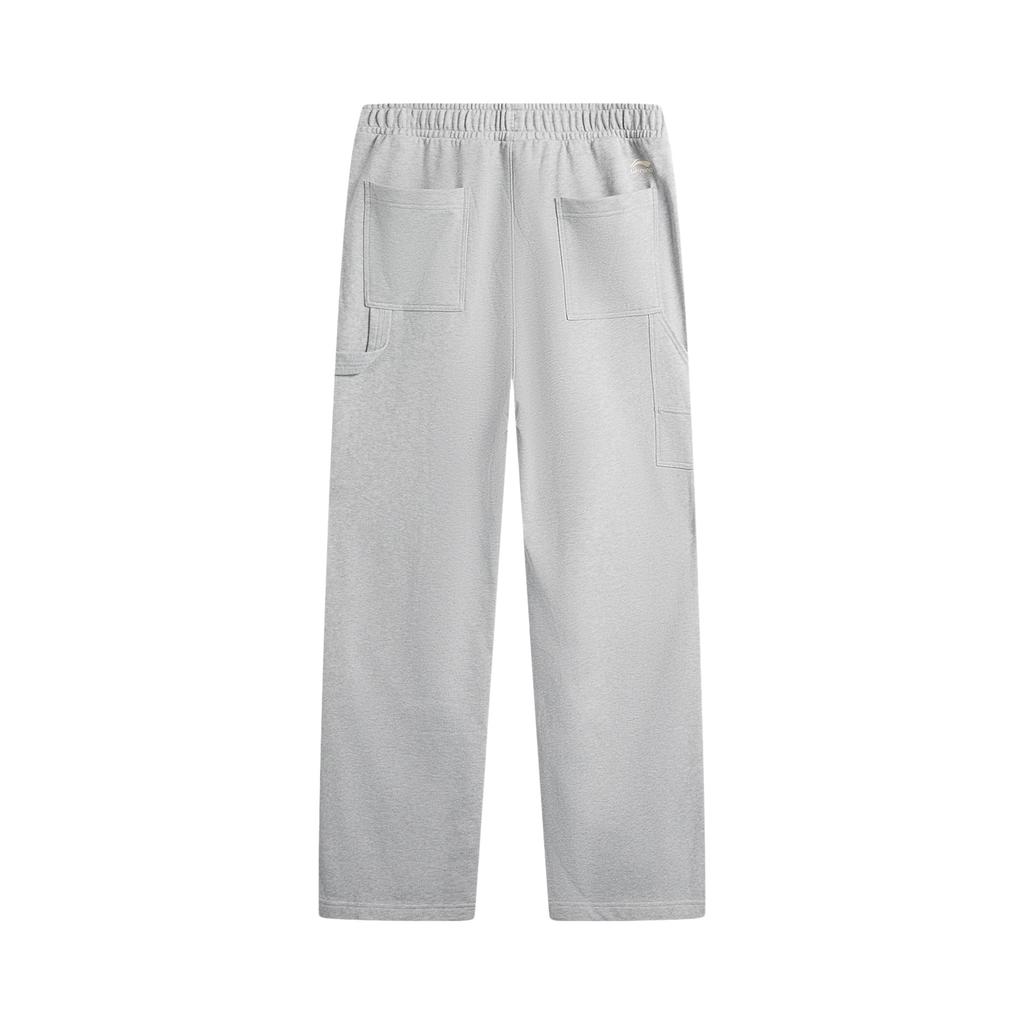 Li Ning Sports Fashion Series Casual Simple Solid Color Straight Leg Knitted Sports Pants Men Bottoms Light-Gray AKLV721-5