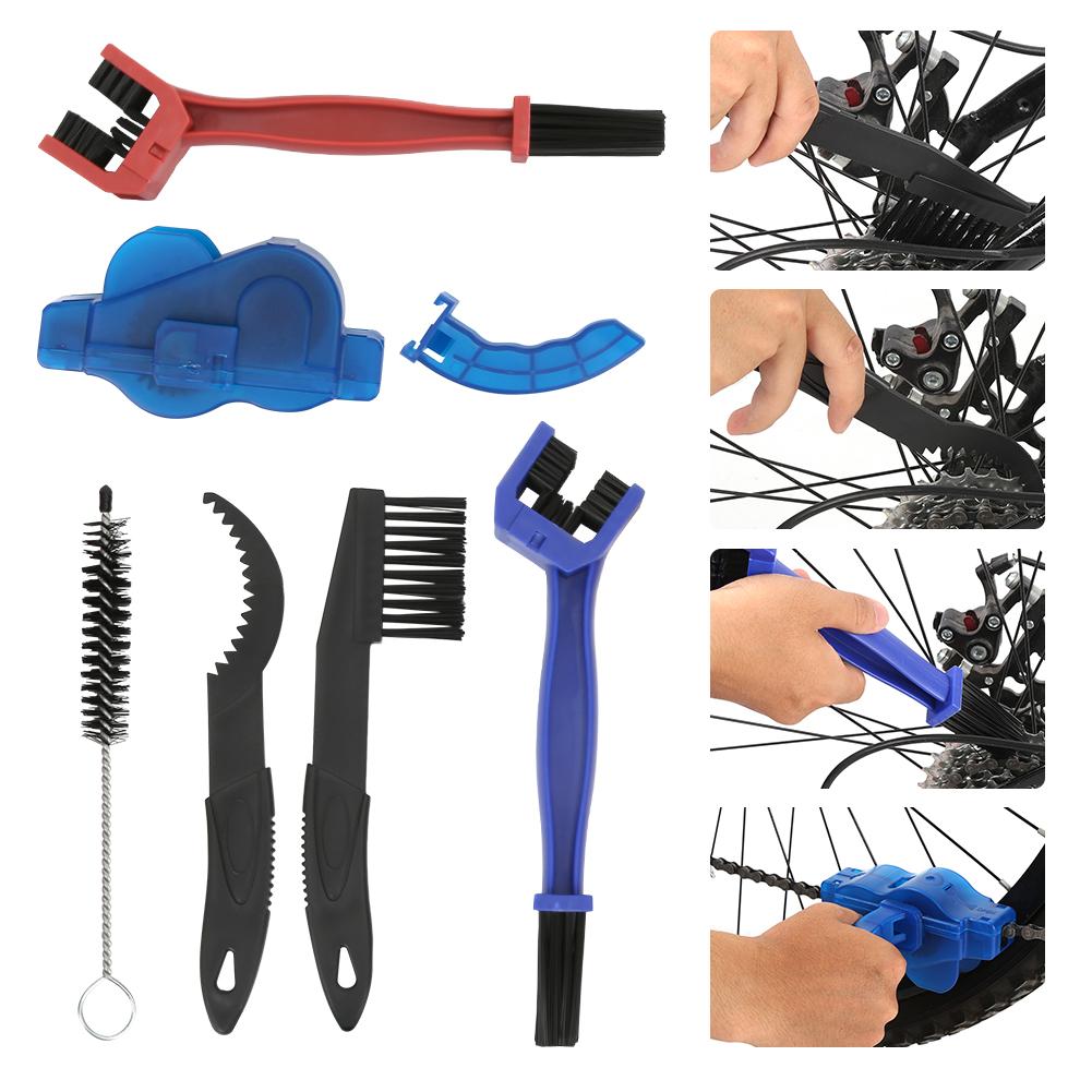 6PCS Cycling Maintenance Equipment Mountain Bike Chain Brush Cleaner Cleaning Tool Kit