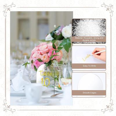 Klare Tischkarten-Aufsteller mit Ständern, Bogen-/Quadratische Form, Kartenhalter, DIY Stilvolle Partydekoration für Hochzeitsempfang, Veranstaltung