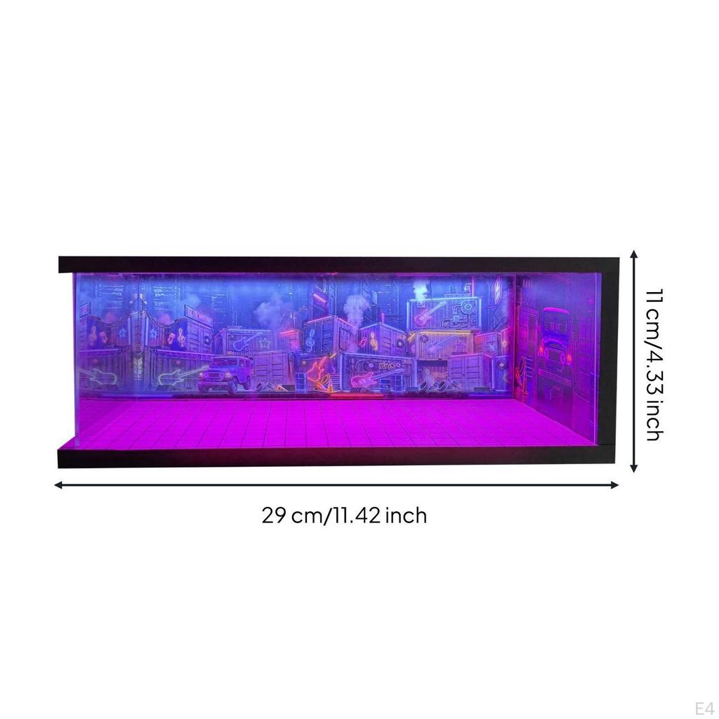 Lighted Model Car Garage 1:64 Scale Display Case USB Powered LED Diorama Box for