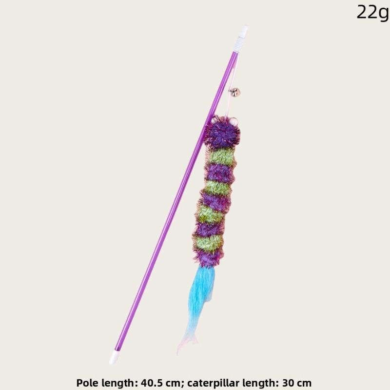 Simulierte Plüschraupe Katzenspielzeug, Interaktive Selbstunterhaltung, Spaß, Katzen-Reizwerkzeug, Haustierbedarf, Elastisches Seil Katzen-Reizstab