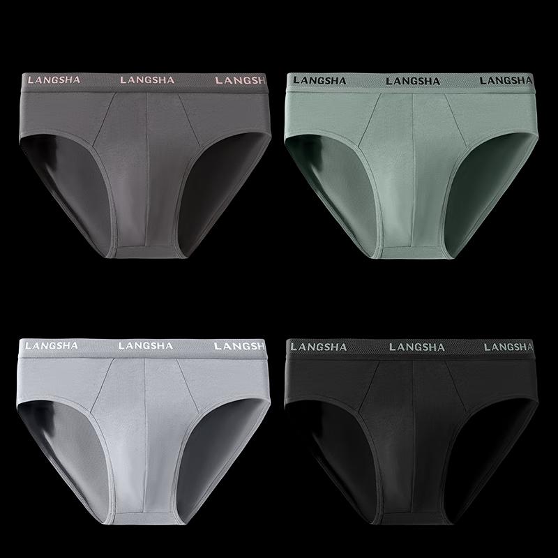 Lonsa Men's 5A Antibacterial Breathable Triangle Briefs 4-Pack