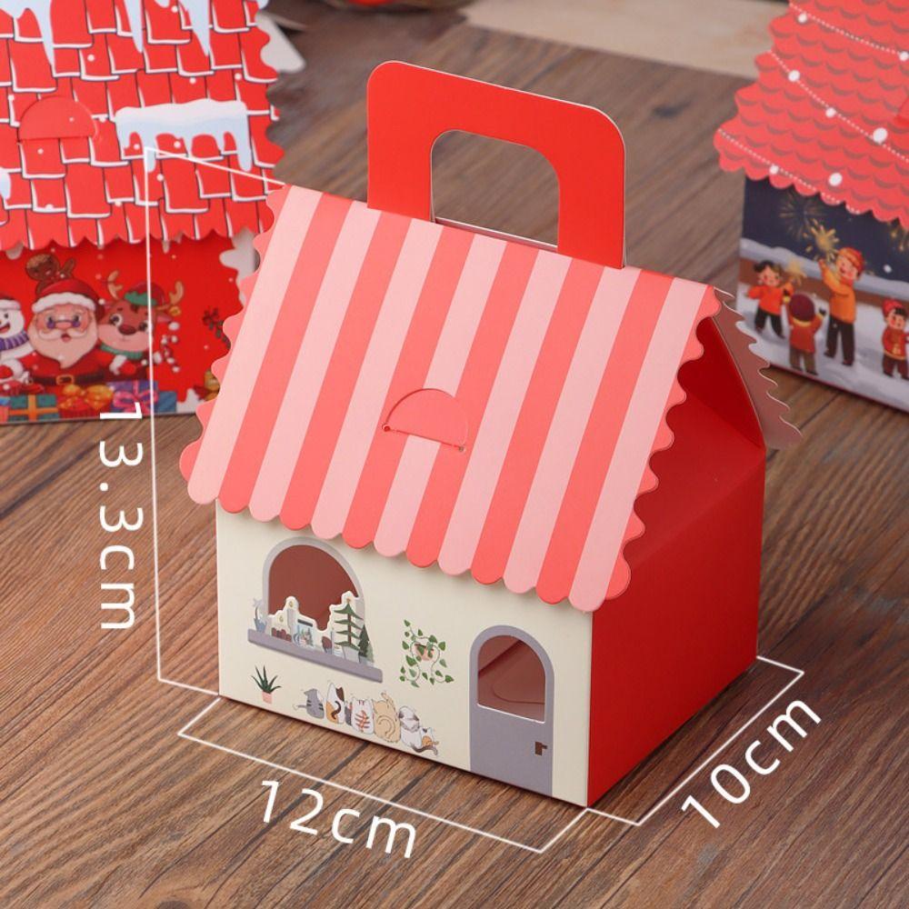 10pcs Christmas Cookie Snack Bag Kraft Paper Packing Box Creative Candy Gift Boxes  for Xmas Party