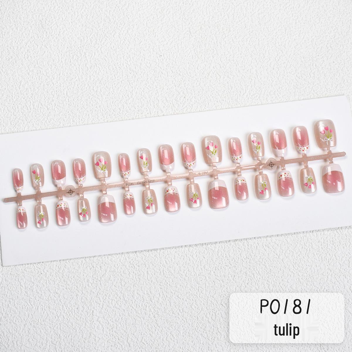 

P181-183 Cat Eye Tulip Blush Press-On Nails