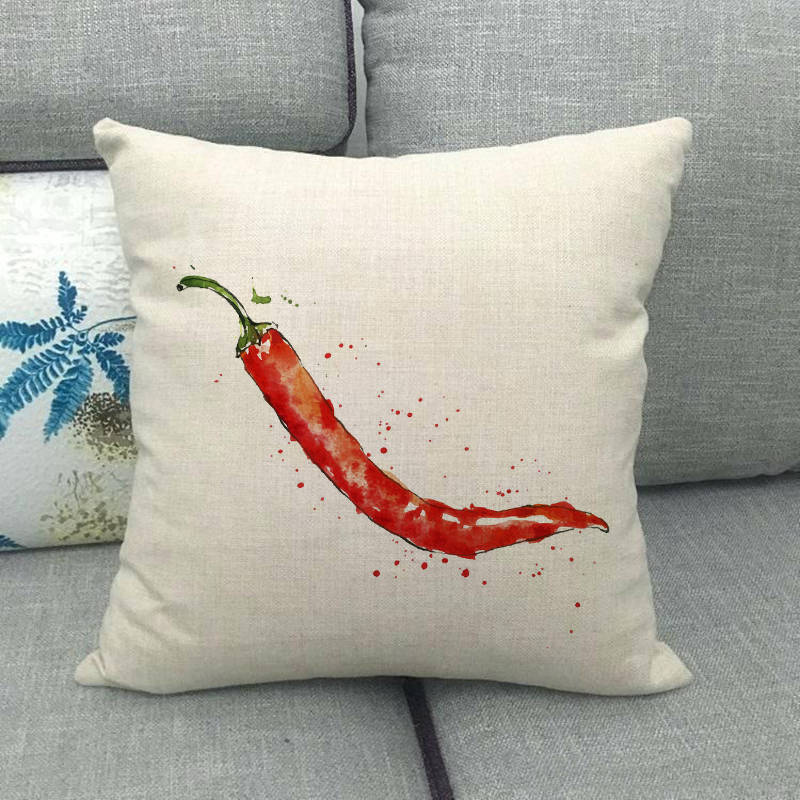 Watercolor Patterns Of Fruits And Vegetables Digital Printing Short Plush Pillow Covers For Sofa Office Cushion Cover Home Goods