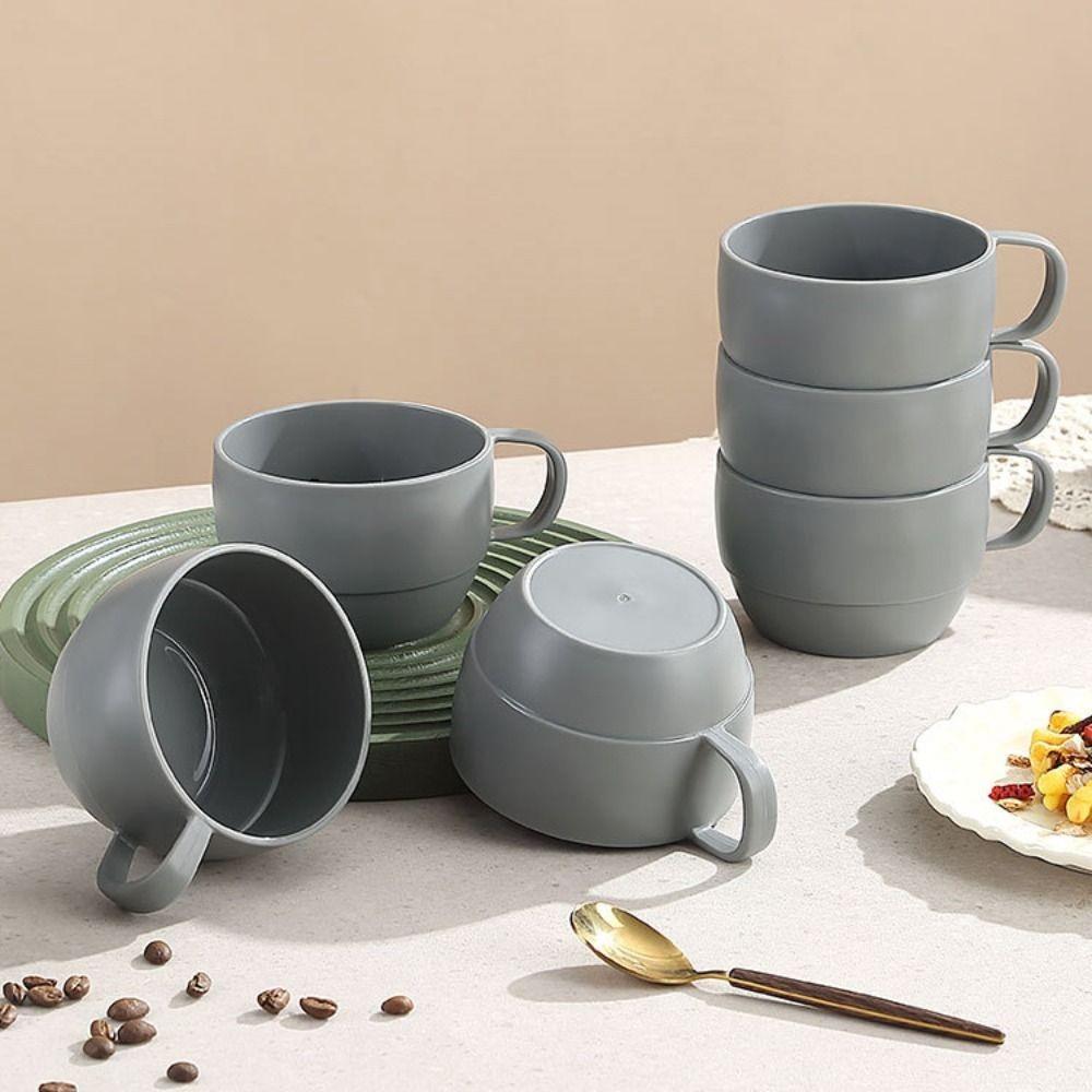 6 Stück Unzerbrechliche Camping-Kaffeetasse Mikrowellengeeigneter Trinkbecher Langlebige Familien-Teetasse Outdoor