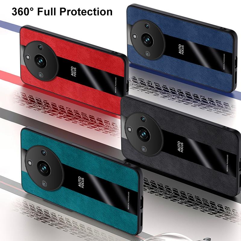 Realme 11 Pro Plus İçin Halka Tutuculu Deri Kılıf Kapak Lüks Manyetik Silikon Koruma Telefon Kılıfı Realme 11 5G Realme11 İçin