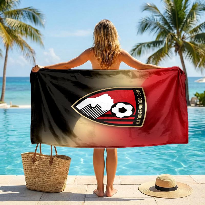 Bournemouth Football Beach Towel Soft Microfiber Summer Towel Quick Dry Absorbent Towel for Beach Swimming Pool Travel