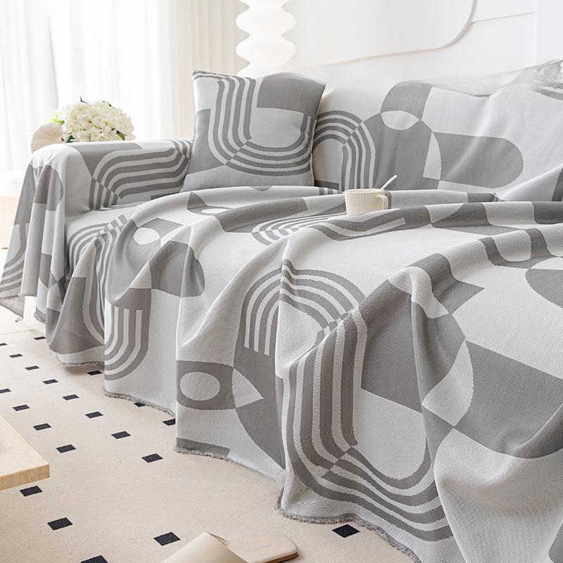 Sofa Towel Summer New Ins Style Integrated Full Cover Cloth Anti-Slip Cool Feeling Sofa Cushion Cover