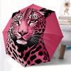 1 Stück Leopardendruck Automatischer Öffnungs-/Schließschirm Stabiler Eisenrahmen, Kompakter Reiseschirm - Perfektes Geschenk für Frauen, Männer, Geburtstage044