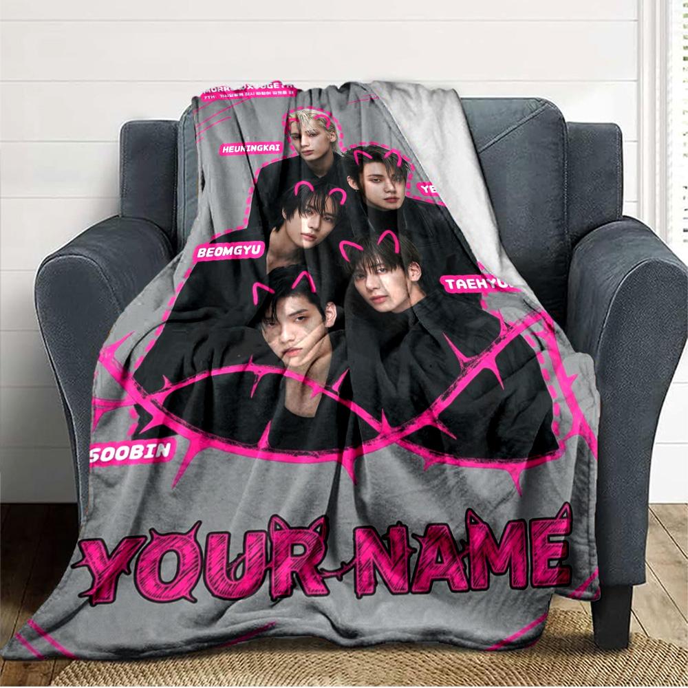 Name Custom TXT Print Flannel Blanket High Quality Warm Comfortable Cover for All Seasons Perfect for Gifts Home Decor