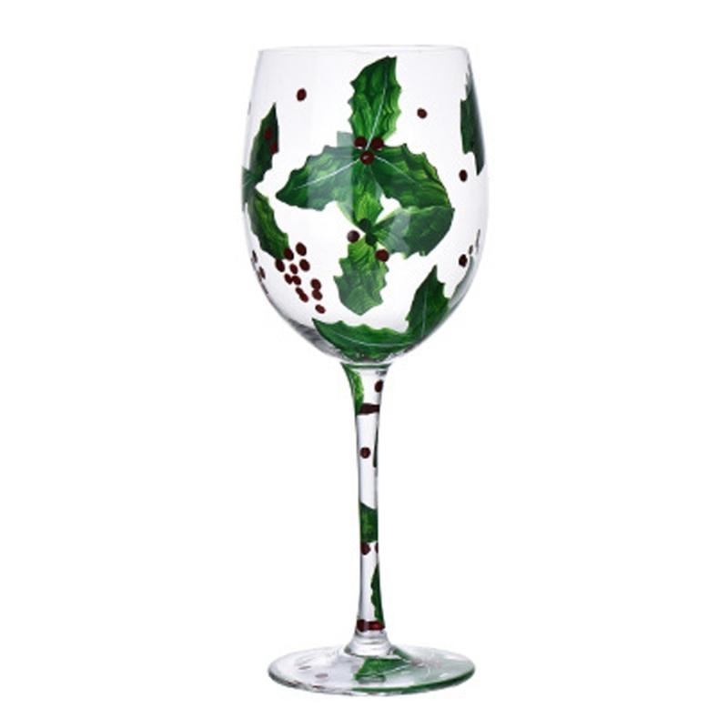 Christmas Themed Wine Glass Goblet High Stem Drinking Cup for Festival Holiday Party Decoration and Toasting Drinkware