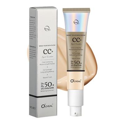 Base CC Cream 30g Impermeable Corrector Hidratante Protector Solar Líquido SPF 50+ Larga Duración Iluminador Prebase de Maquillaje
