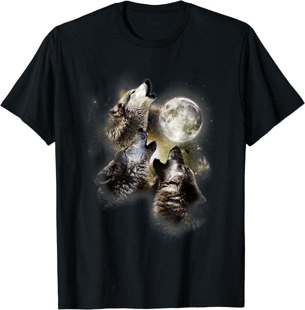 At The Moon Wolves Animal Tshirt S