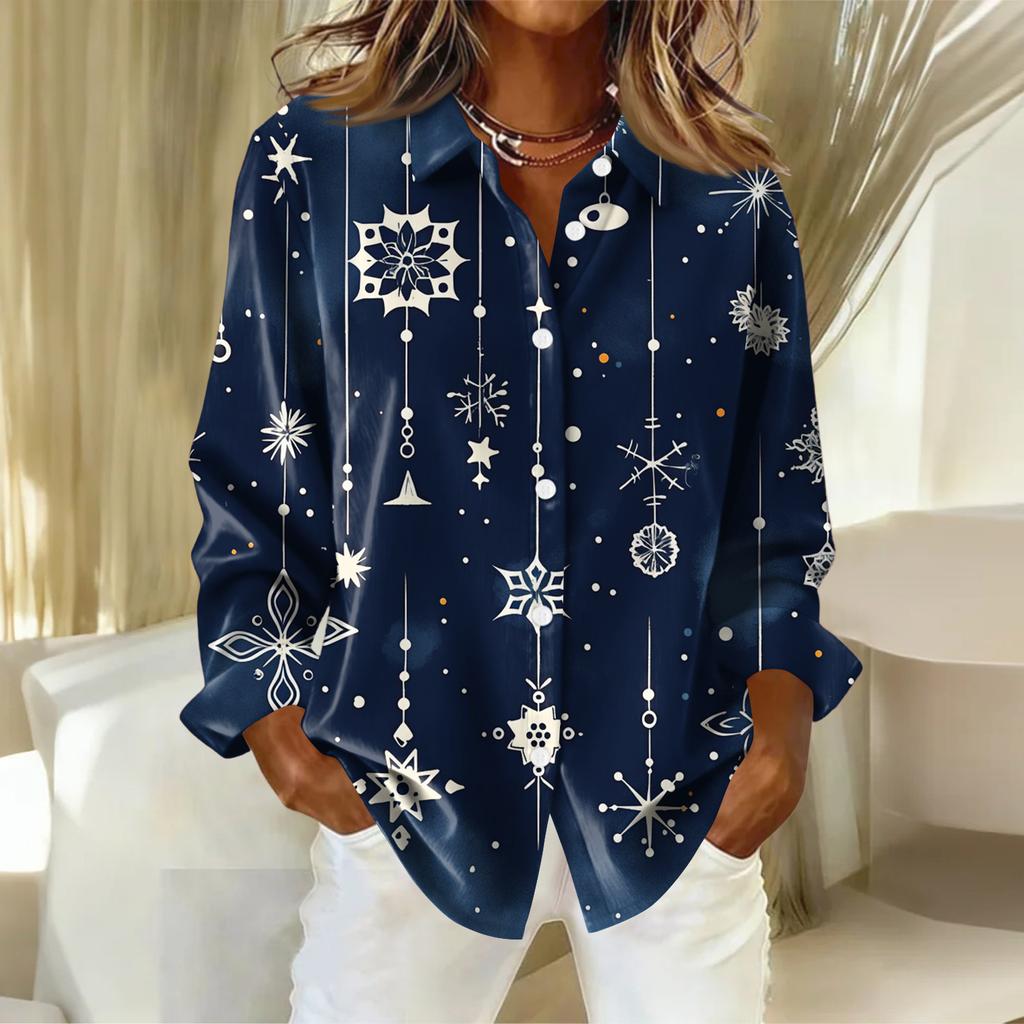 Dameskjorte med blomsterprintknapper, langermet avslappet vanlig skjorte bluser avslappet plussstørrelse basic topper