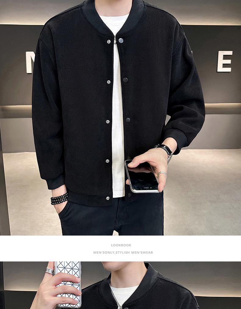 Men's Trendy Corduroy Baseball Jacket - Versatile Korean Style for Spring & Autumn, Plus Size, Thickened for Winter