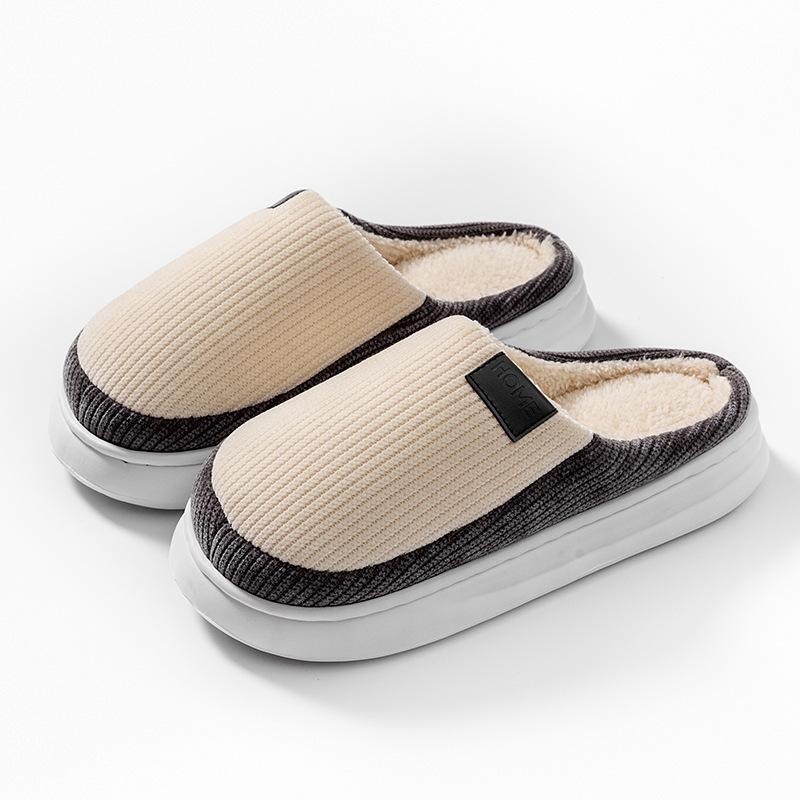 Cotton slippers autumn and winter indoor home non-slip thick bottom piled warm couple fluffy slippers