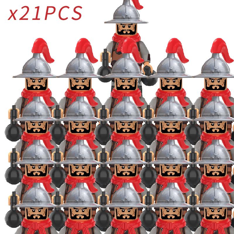 Ming Dynasty Soldiers Weapons Action Figure Accessories Helmet Armor Medieval Building Blocks Bricks Toys For Children Gifts