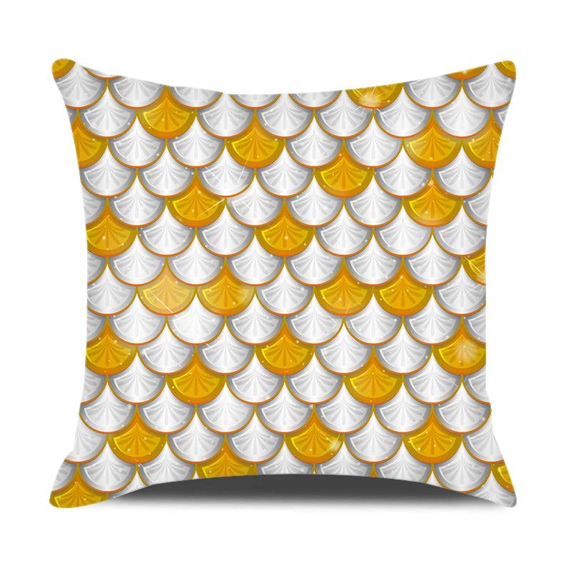 Mermaid Themed Party Decorations Cushion Cover Colorful Fish Scales Square Pillow Covers Home Decor Throw Pillow Case for Couch