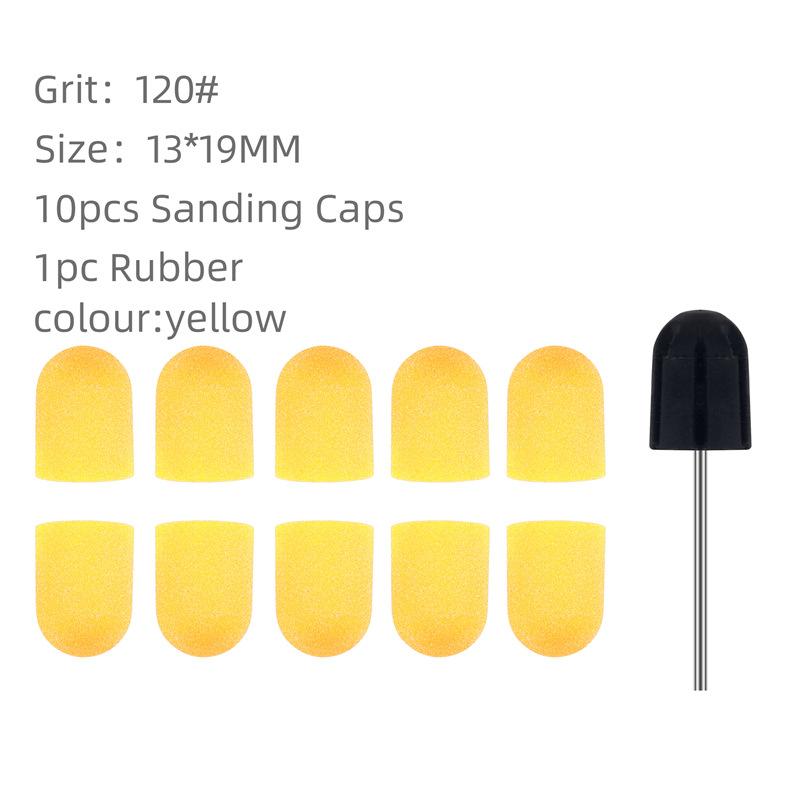Candy Color Nail Art Sand Cap Nail Polishing Head Sand Ring Electric Nail Drill Machine Accessory Cuticle Dead Skin Removal Manicure Tool with Rubber