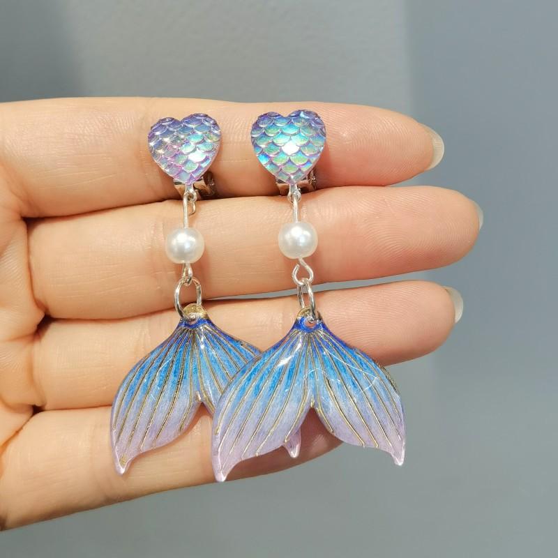 

Милые детские клипсы для ушей, серьги для девочек без проколов, набор колец-клипс для ушей русалочки