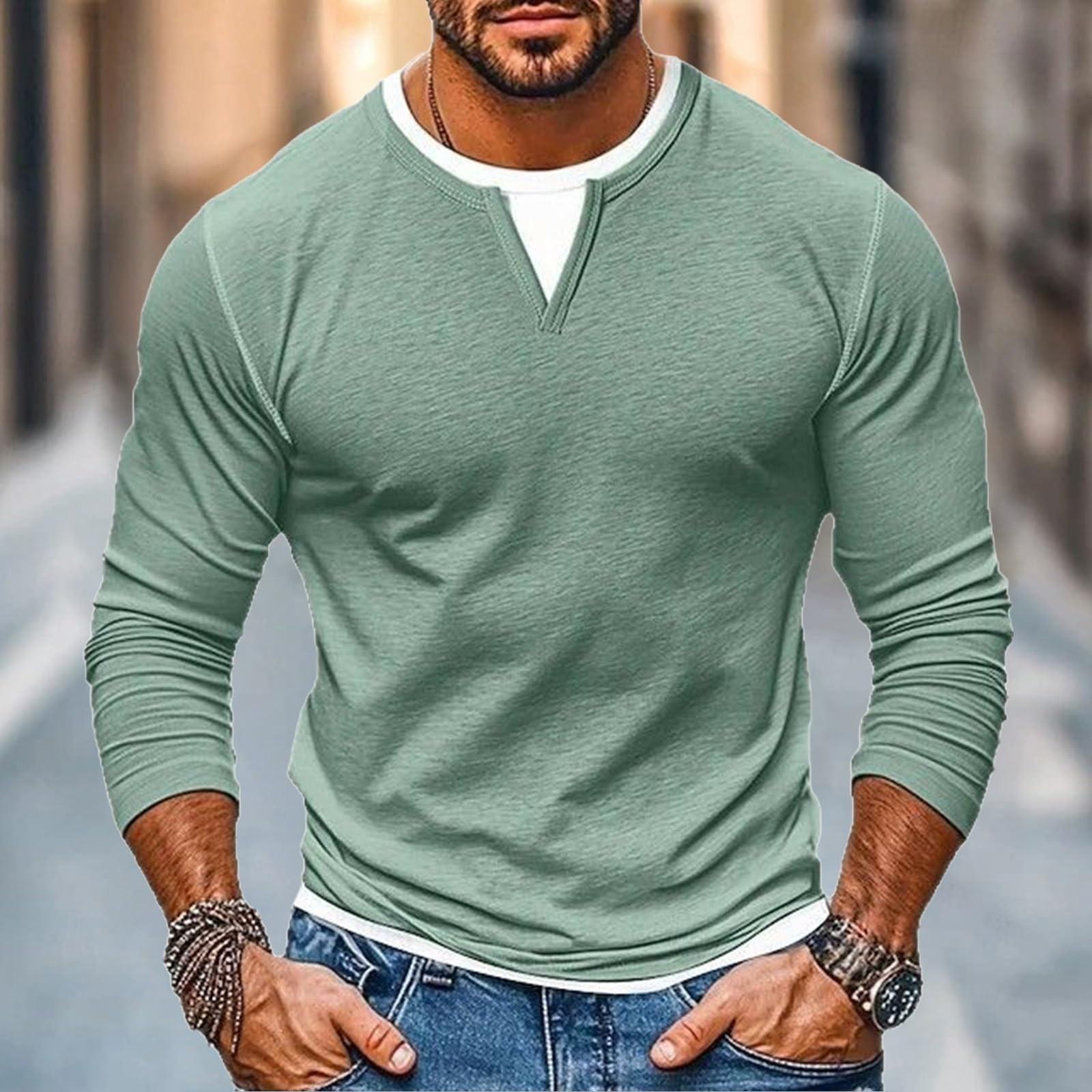 

Мужские футболки с длинным рукавом, футболка с V-образным вырезом, осень, повседневная, модная, пэчворк, эластичная, базовая S