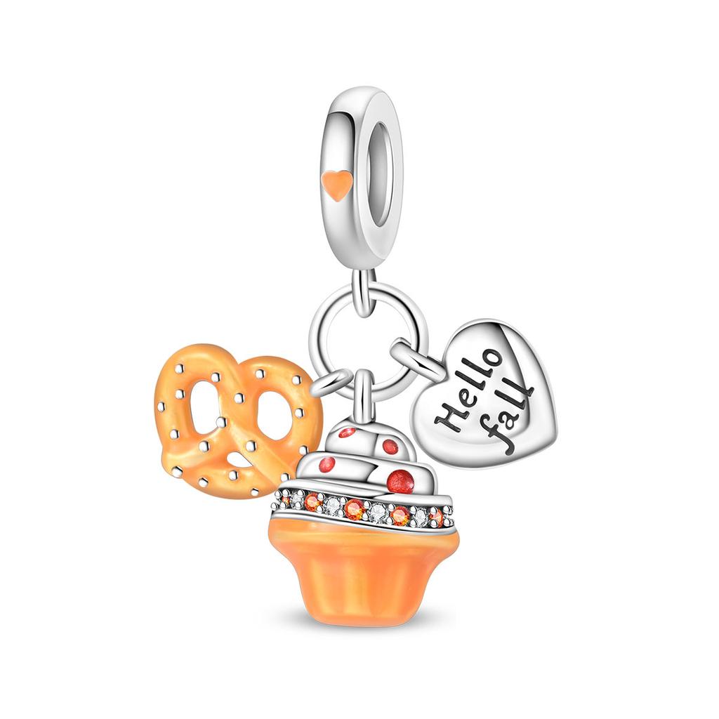 Original S925 Silver Plated Autumn Maple Leaf Pumpkin Camera Charm Beads Fit DIY Bracelet Fine Birthday Jewelry Gifts