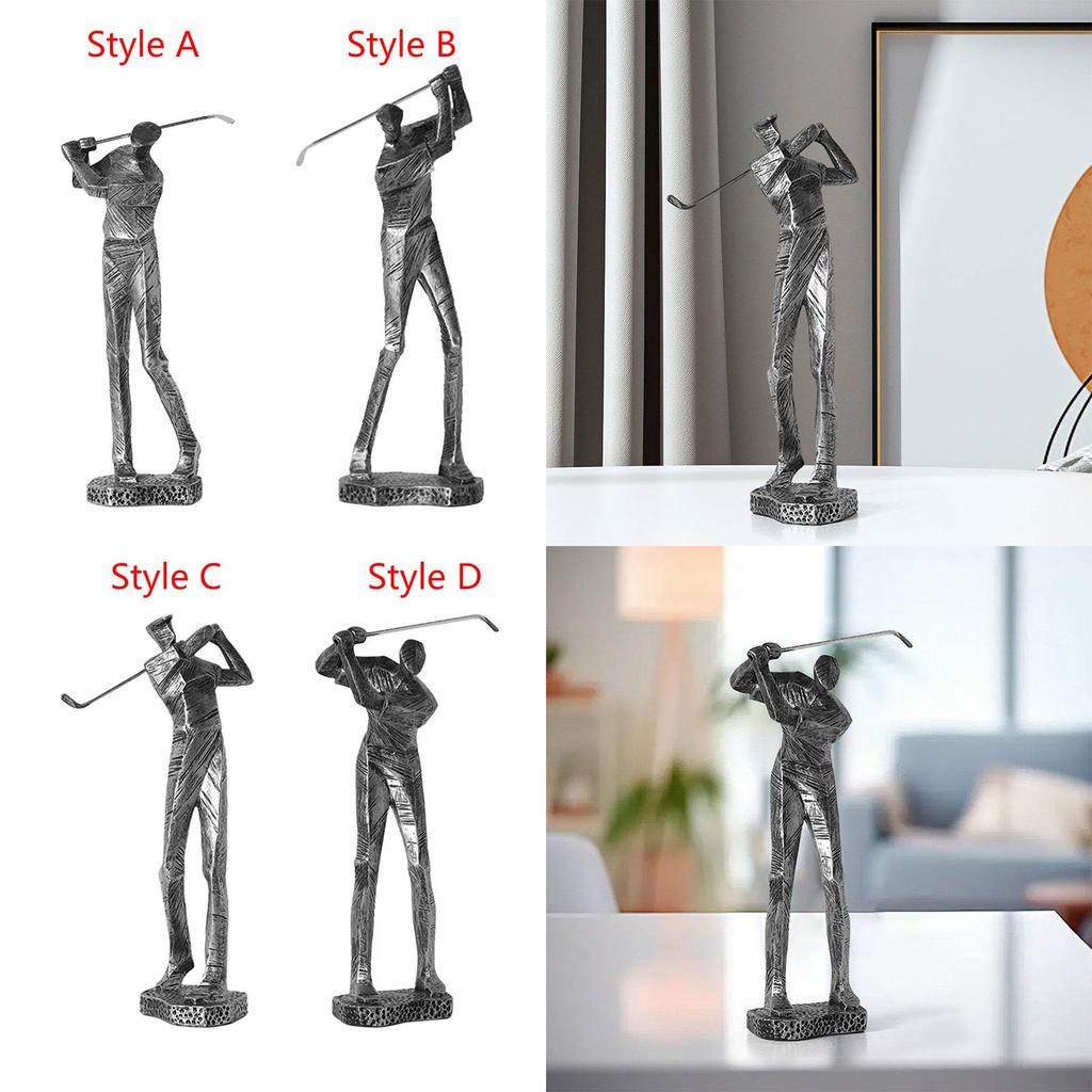 Golfová socha Socha golfisty Ozdoba Dekorace Golfová hůl Pryskyřičná figurka