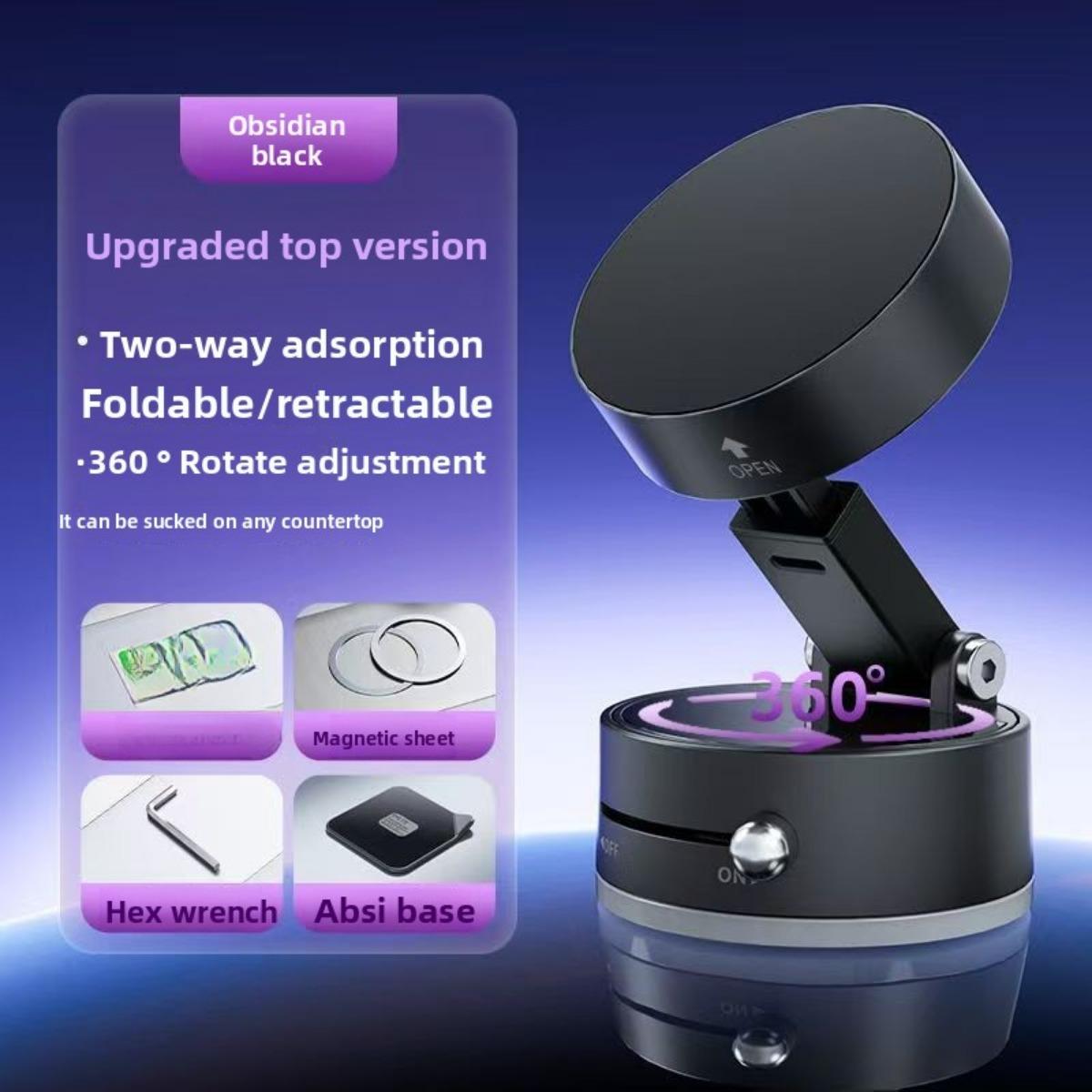 

Магнитный ленивый держатель для телефона двойного назначения для дома и автомобиля с вакуумной присоской, выдвижная складная портативная многофункциональная подставка чёрный