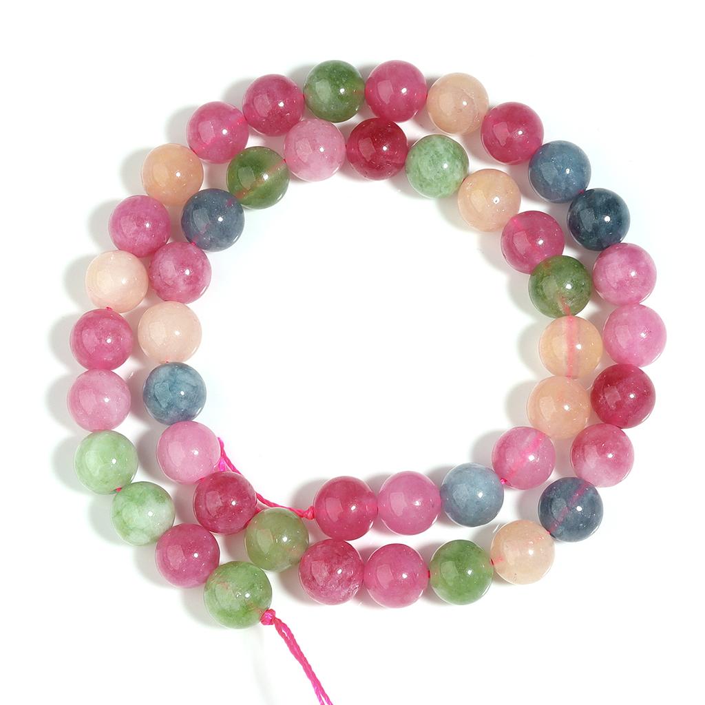 1 Strand 6/8/10mm Natural Stone Tourmaline Beads Colorful Round Loose Beads For DIY Jewelry Making Necklace Bracelets Supplies