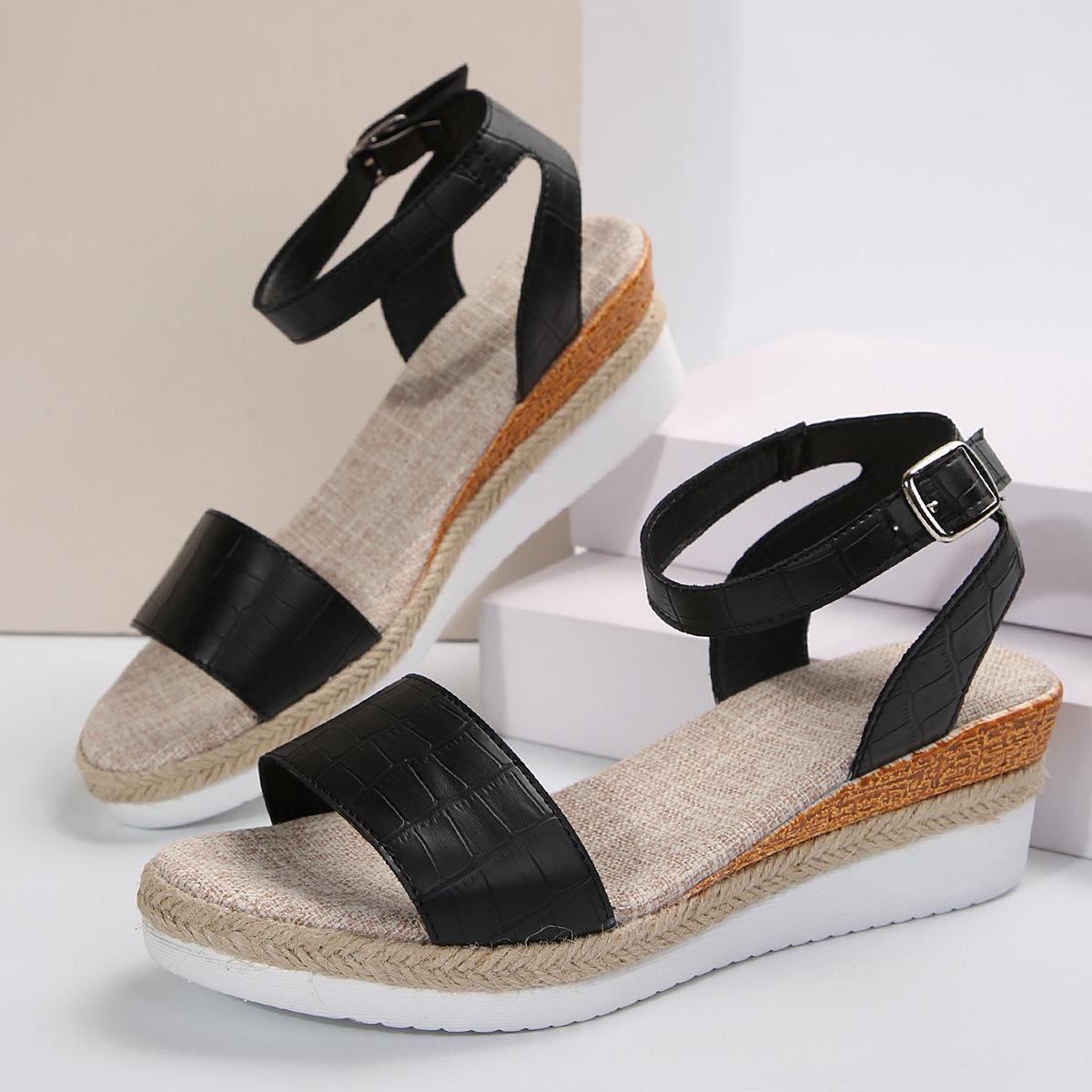 

Женские босоножки на платформе из ткани с высокой танкеткой, стильные женские босоножки на танкетке с тканевой подкладкой 42