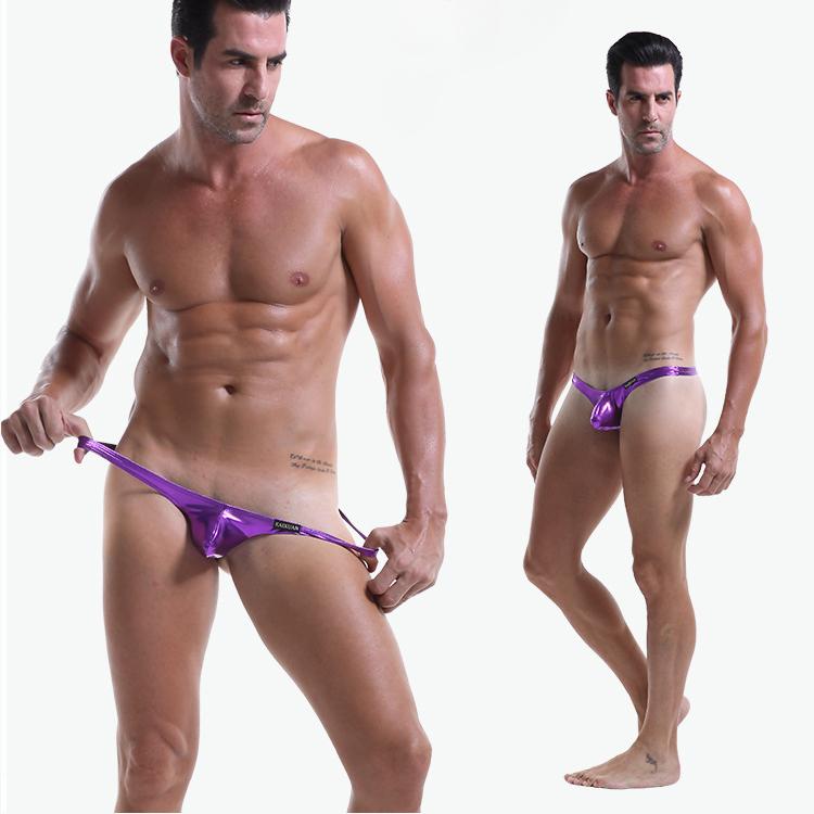 Pánská tanga Sexy spodní prádlo Pánské spodky z umělé kůže G-string tanga Gay kalhotky