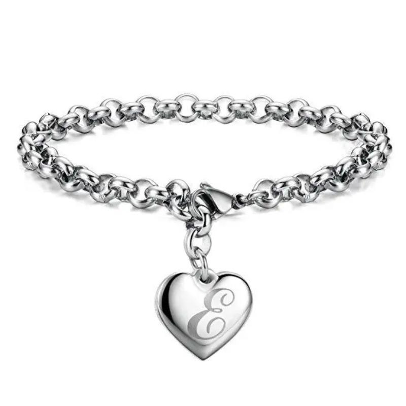 925 Sterlingsilber edles Herz 26 Buchstaben Kettenarmbänder für Frauen Mode Party Hochzeit Schmuck Geschenke