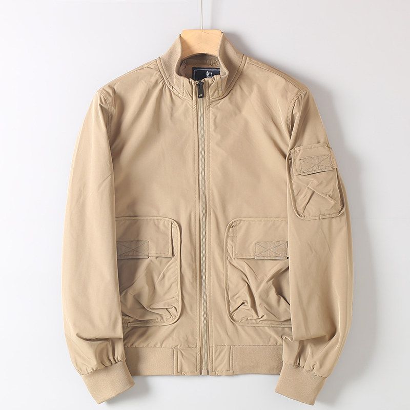 Men's Multi-Pocket Workwear Jacket, Spring and Autumn Versatile Flight Suit, American Casual Baseball Jacket