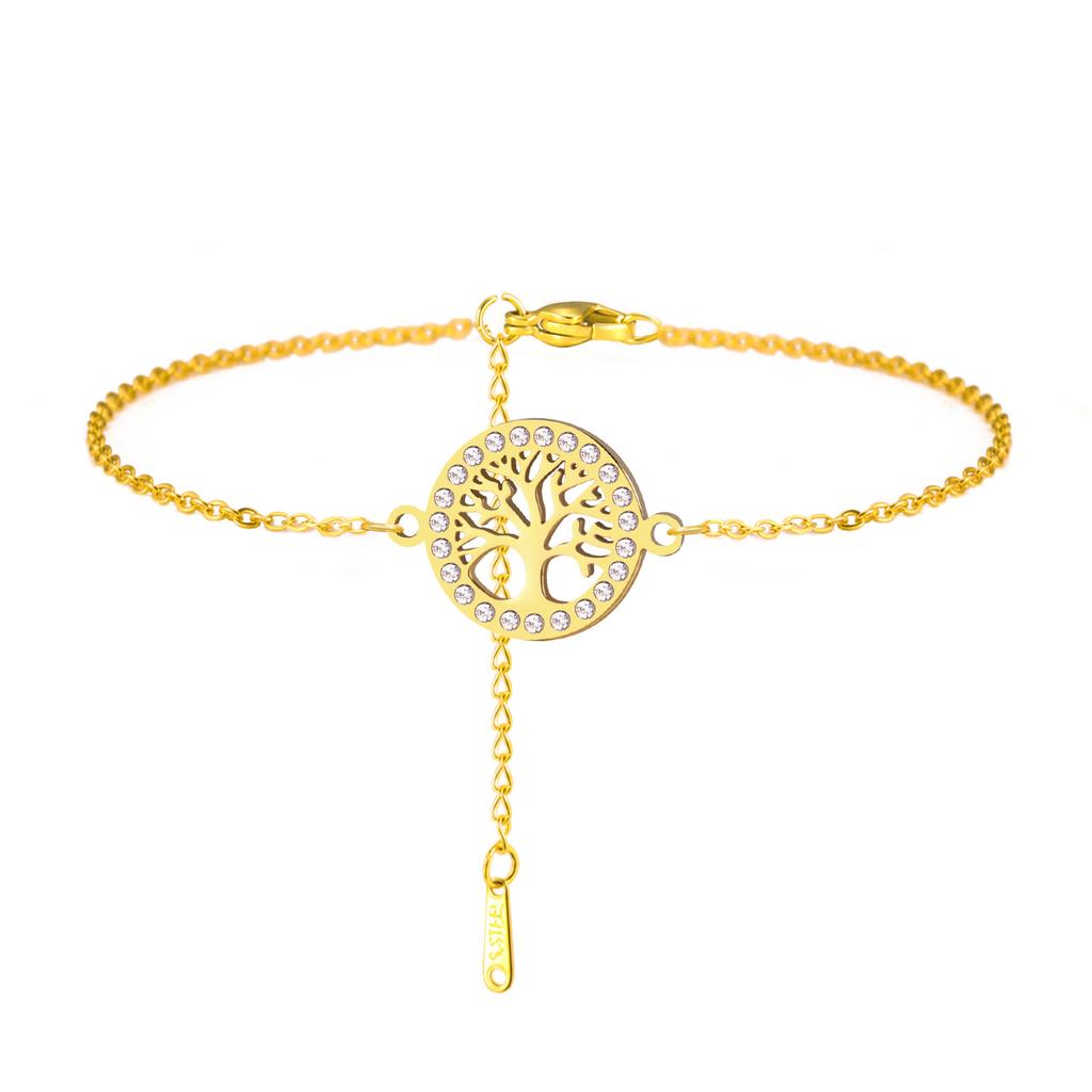 Couple Bracelets Simple Design Korean Hip Hop Diamond Tree Charm Hand Jewelry