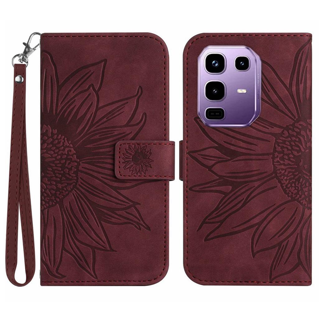 For Infinix Note 50 Pro 4G/50 4G Case Sunflower Imprint Leather Wallet Phone Cover with Wrist Strap